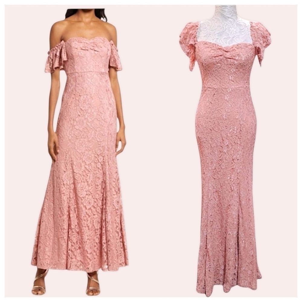 Lulus Adoring Hearts Lace Off The Shoulder Maxi Dress Size XS Bodycon Boho Prom